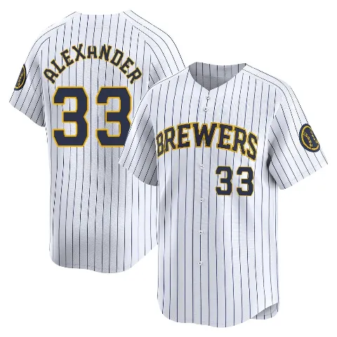 Men's Milwaukee Brewers ＃33 Tyler Alexander White Limited Alternate Jersey