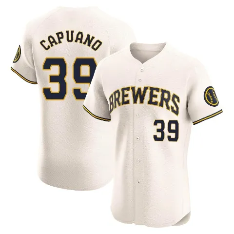 Men's Milwaukee Brewers ＃39 Chris Capuano Cream Elite Home Jersey
