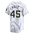 Men's Milwaukee Brewers ＃45 Luke Voit White Limited Alternate Jersey