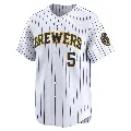 Men's Milwaukee Brewers ＃5 Garrett Mitchell White Limited Alternate Jersey
