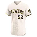Men's Milwaukee Brewers ＃52 Bryan Hudson Cream Elite Home Jersey