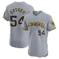 Men's Milwaukee Brewers ＃54 Robert Gasser Gray Elite Road Jersey