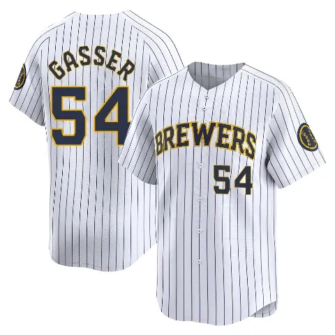 Men's Milwaukee Brewers ＃54 Robert Gasser White Limited Alternate Jersey