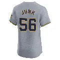 Men's Milwaukee Brewers ＃56 Janson Junk Gray Elite Road Jersey