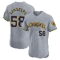 Men's Milwaukee Brewers ＃58 Ryan Sandberg Gray Elite Road Jersey