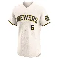 Men's Milwaukee Brewers ＃6 Isaac Collins Cream Elite Home Jersey