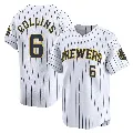 Men's Milwaukee Brewers ＃6 Isaac Collins White Limited Alternate Jersey