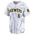 Men's Milwaukee Brewers ＃6 Isaac Collins White Limited Alternate Jersey