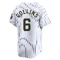 Men's Milwaukee Brewers ＃6 Isaac Collins White Limited Alternate Jersey