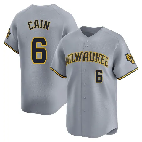 Men's Milwaukee Brewers ＃6 Lorenzo Cain Gray Limited Away Jersey