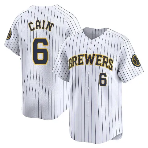 Men's Milwaukee Brewers ＃6 Lorenzo Cain White Limited Alternate Jersey
