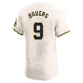 Men's Milwaukee Brewers ＃9 Jake Bauers Cream Elite Home Jersey