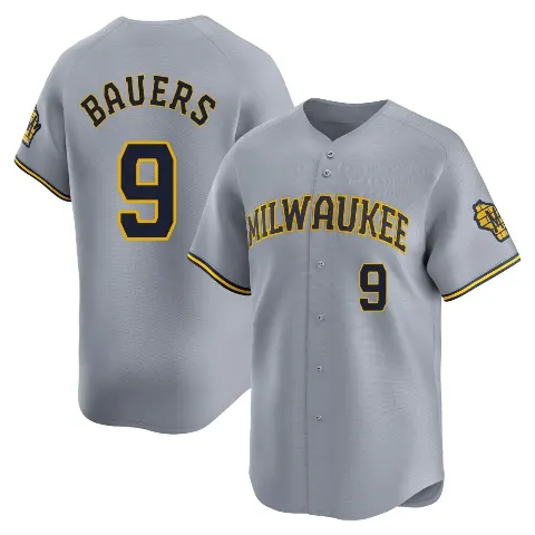 Men's Milwaukee Brewers ＃9 Jake Bauers Gray Limited Away Jersey