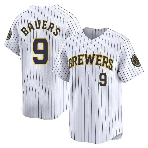 Men's Milwaukee Brewers ＃9 Jake Bauers White Limited Alternate Jersey