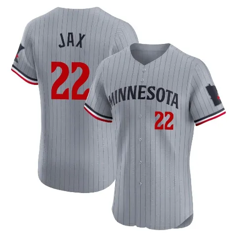 Men's Minnesota Twins ＃22 Griffin Jax Gray Elite Road Jersey