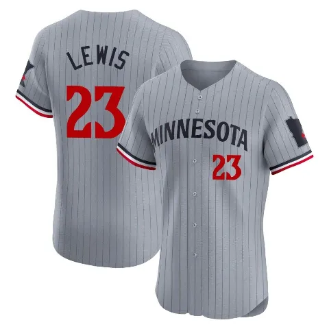 Men's Minnesota Twins ＃23 Royce Lewis Gray Elite Road Jersey