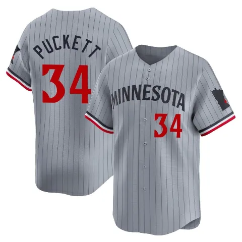 Men's Minnesota Twins ＃34 Kirby Puckett Gray Limited Road Jersey