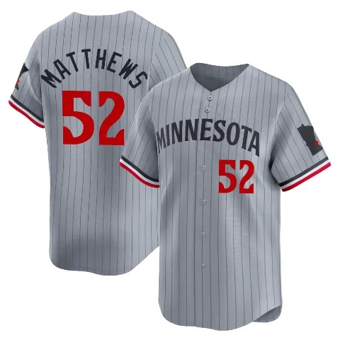 Men's Minnesota Twins ＃52 Zebby Matthews Gray Limited Road Jersey