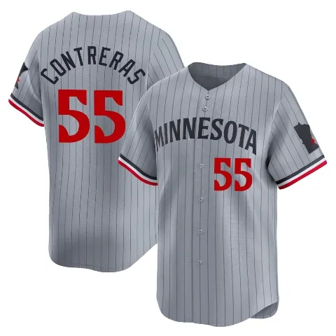 Men's Minnesota Twins ＃55 Mark Contreras Gray Limited Road Jersey