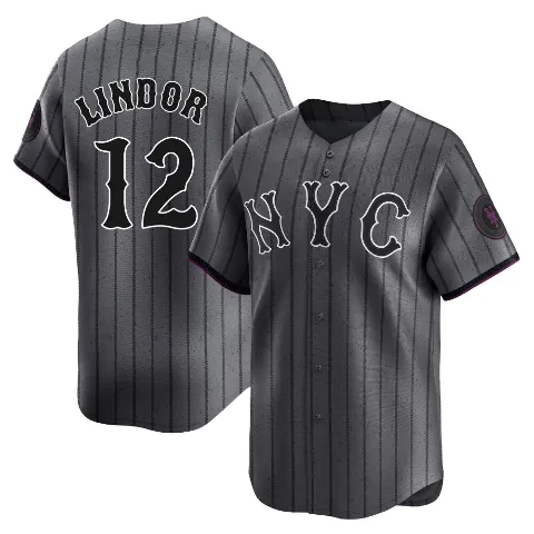 Men's New York Mets ＃12 Francisco Lindor Limited Graphite 2024 City Connect Jersey