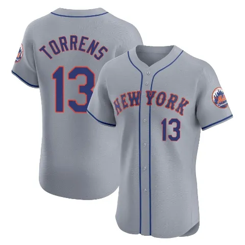 Men's New York Mets ＃13 Luis Torrens Gray Elite Road Jersey