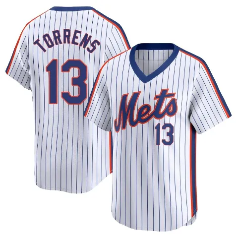 Men's New York Mets ＃13 Luis Torrens White Limited Cooperstown Collection Jersey