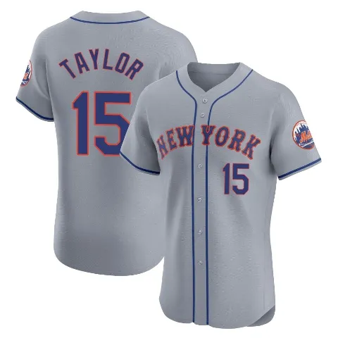 Men's New York Mets ＃15 Tyrone Taylor Gray Elite Road Jersey