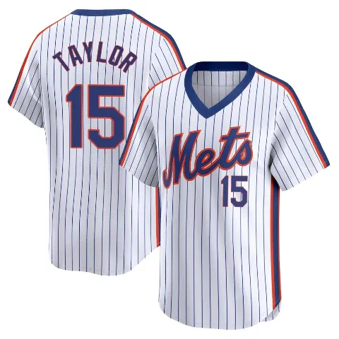 Men's New York Mets ＃15 Tyrone Taylor White Limited Cooperstown Collection Jersey