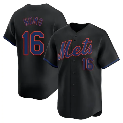Men's New York Mets ＃16 Hideo Nomo Black Limited Alternate Jersey