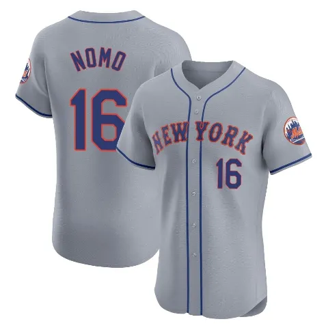 Men's New York Mets ＃16 Hideo Nomo Gray Elite Road Jersey