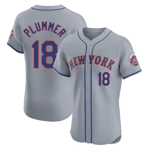 Men's New York Mets ＃18 Nick Plummer Gray Elite Road Jersey