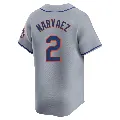Men's New York Mets ＃2 Omar Narvaez Gray Limited Away Jersey