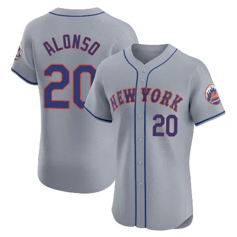 Men's New York Mets ＃20 Pete Alonso Gray Elite Road Jersey