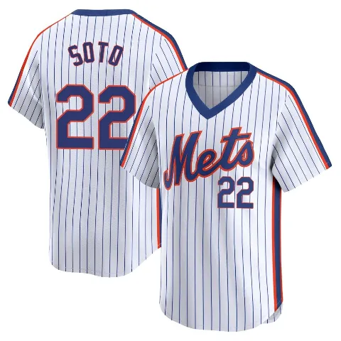 Men's New York Mets ＃22 Juan Soto White Limited Cooperstown Collection Jersey