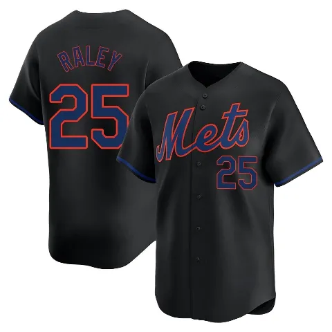 Men's New York Mets ＃25 Brooks Raley Black Limited Alternate Jersey