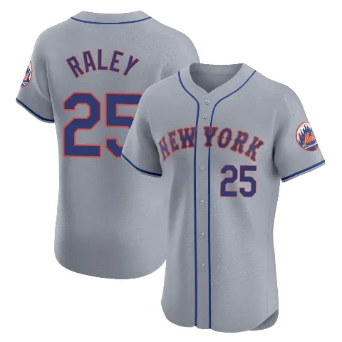 Men's New York Mets ＃25 Brooks Raley Gray Elite Road Jersey