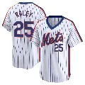 Men's New York Mets ＃25 Brooks Raley White Limited Cooperstown Collection Jersey