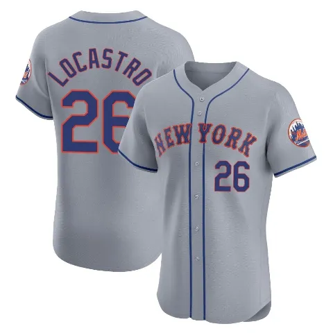 Men's New York Mets ＃26 Tim Locastro Gray Elite Road Jersey