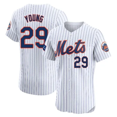 Men's New York Mets ＃29 Jared Young White Elite Home Patch Jersey