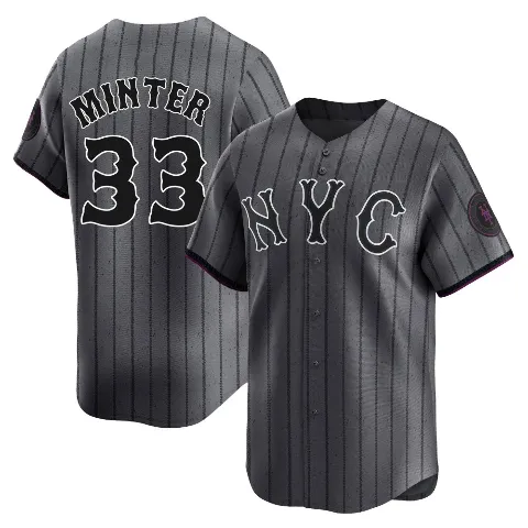 Men's New York Mets ＃33 A.J. Minter Limited Graphite 2024 City Connect Jersey