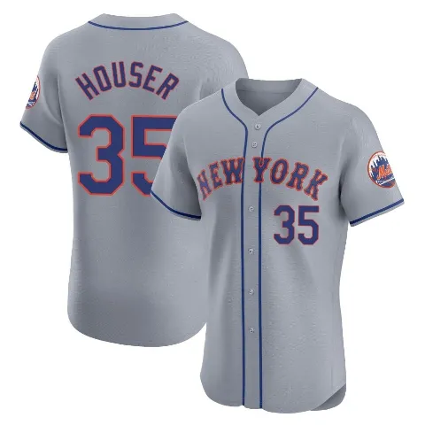 Men's New York Mets ＃35 Adrian Houser Gray Elite Road Jersey