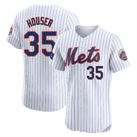 Men's New York Mets ＃35 Adrian Houser White Elite Home Patch Jersey