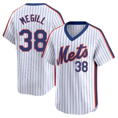 Men's New York Mets ＃38 Tylor Megill White Limited Cooperstown Collection Jersey