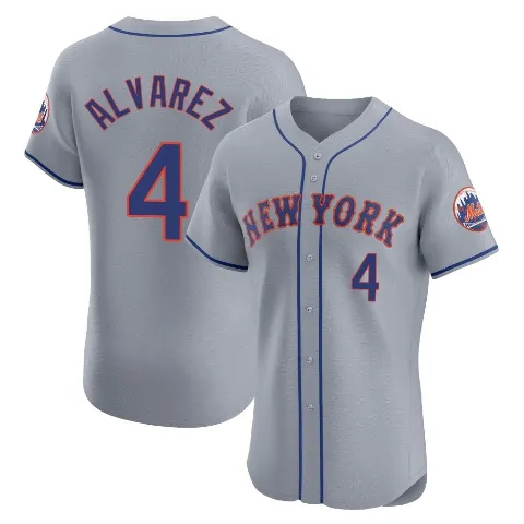 Men's New York Mets ＃4 Francisco Alvarez Gray Elite Road Jersey