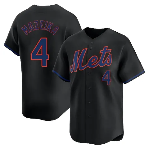 Men's New York Mets ＃4 Patrick Mazeika Black Limited Alternate Jersey
