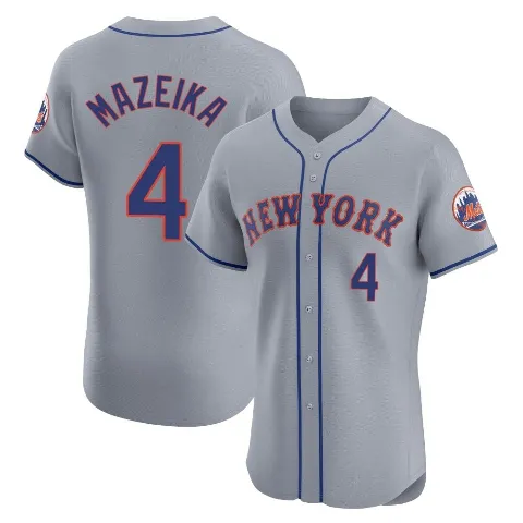 Men's New York Mets ＃4 Patrick Mazeika Gray Elite Road Jersey