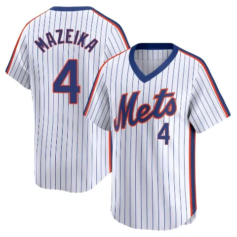 Men's New York Mets ＃4 Patrick Mazeika White Limited Cooperstown Collection Jersey