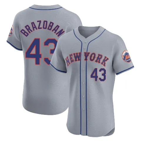 Men's New York Mets ＃43 Huascar Brazoban Gray Elite Road Jersey