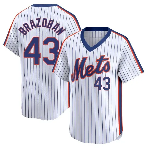 Men's New York Mets ＃43 Huascar Brazoban White Limited Cooperstown Collection Jersey