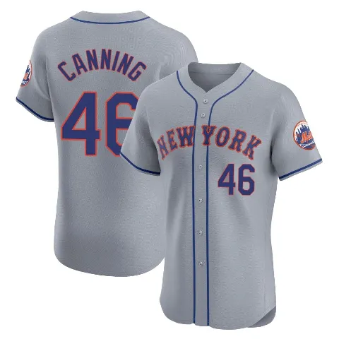Men's New York Mets ＃46 Griffin Canning Gray Elite Road Jersey